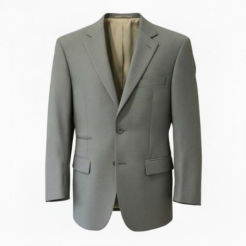 J Ferrar Modern Fit Gray Crosshatch Polyester 2-Piece Suit Mens 36R Pants 32x32